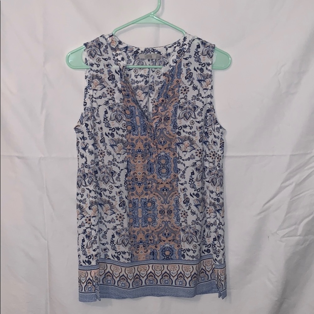 Detailed light blouse S blue pink and white